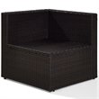 Pemberly Row Coastal Wicker Corner Patio Chair in Brown and Sand