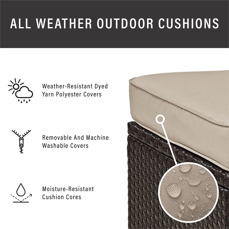 Pemberly Row Coastal Wicker Corner Patio Chair in Brown and Sand