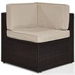 Pemberly Row Coastal Wicker Corner Patio Chair in Brown and Sand