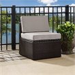 Pemberly Row Coastal Wicker Armless Patio Chair in Brown and Gary