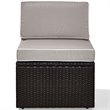 Pemberly Row Coastal Wicker Armless Patio Chair in Brown and Gary