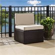 Pemberly Row Coastal Wicker Armless Patio Chair in Brown and Sand
