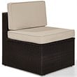 Pemberly Row Coastal Wicker Armless Patio Chair in Brown and Sand
