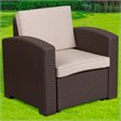 Pemberly Row Wicker Patio Chair in Chocolate Brown and Beige