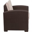Pemberly Row Wicker Patio Chair in Chocolate Brown and Beige