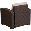 Pemberly Row Wicker Patio Chair in Chocolate Brown and Beige