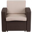 Pemberly Row Wicker Patio Chair in Chocolate Brown and Beige