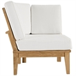 Pemberly Row Modern Wood Outdoor Teak Corner Chair in Natural/White