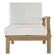 Pemberly Row Wood Outdoor Teak Right-Facing Chair in Natural/White