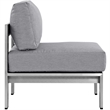 Pemberly Row Fabric Aluminum Outdoor Patio Armless Chair in Silver/Gray