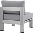 Pemberly Row Fabric Aluminum Outdoor Patio Armless Chair in Silver/Gray