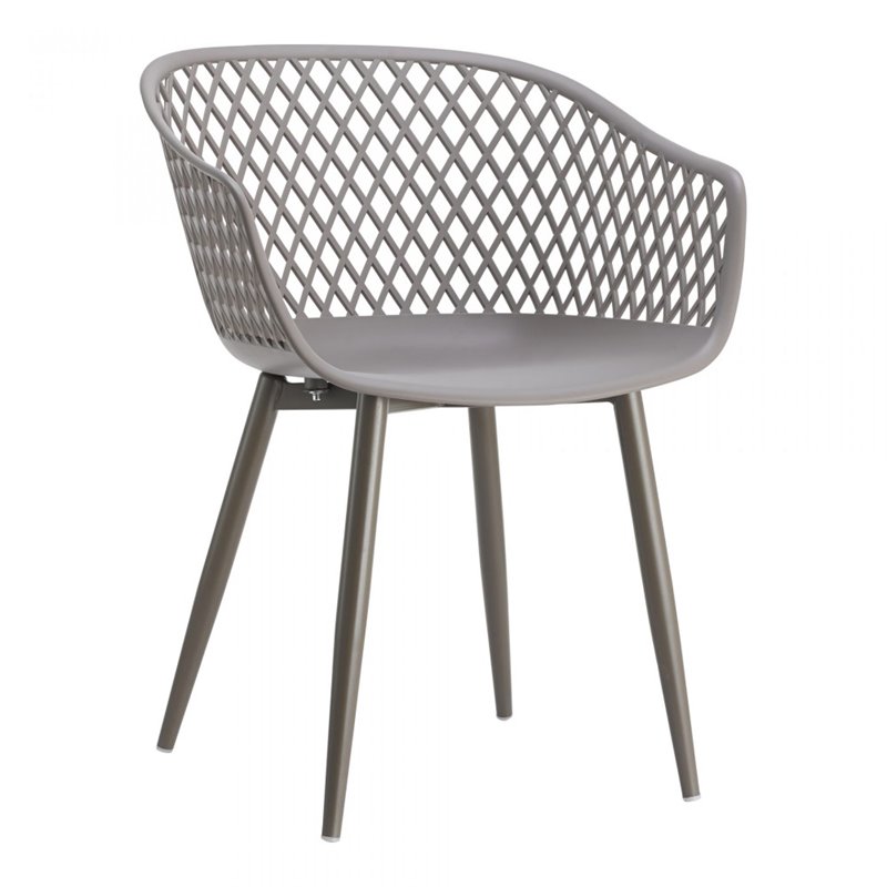 Pemberly Row Contemporary Plastic Outdoor Chairs in Grey (Set of 2)