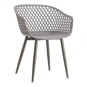 Pemberly Row Contemporary Plastic Outdoor Chairs in Grey (Set of 2)