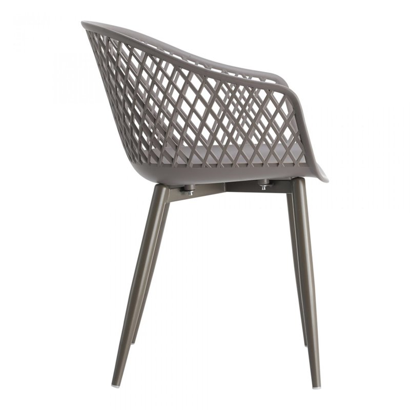 Pemberly Row Contemporary Plastic Outdoor Chairs in Grey (Set of 2)