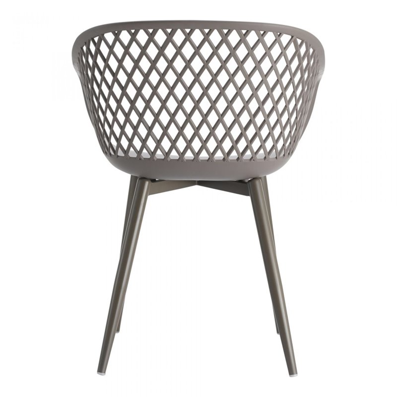 Pemberly Row Contemporary Plastic Outdoor Chairs in Grey (Set of 2)