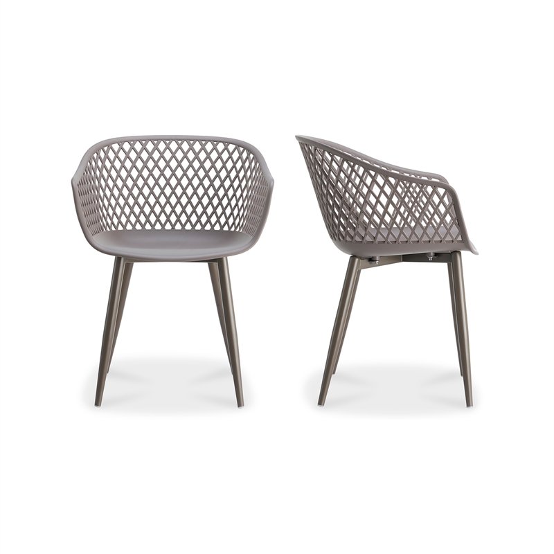 Pemberly Row Contemporary Plastic Outdoor Chairs in Grey (Set of 2)