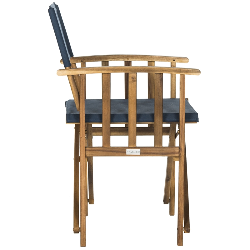 Pemberly Row Laguna Director Chairs in Natural & Navy (Set of 2)