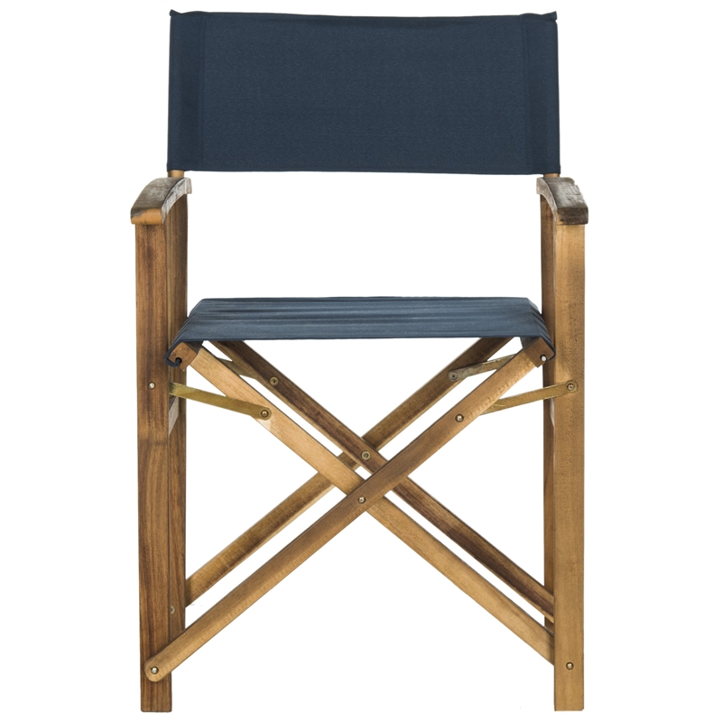 Pemberly Row Laguna Director Chairs in Natural & Navy (Set of 2)