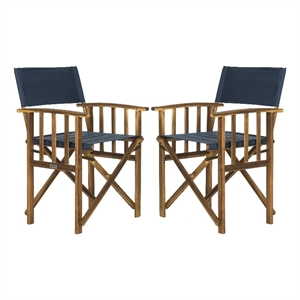 Pemberly Row Laguna Director Chairs in Natural & Navy (Set of 2)