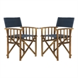Pemberly Row Laguna Director Chairs in Natural & Navy (Set of 2)