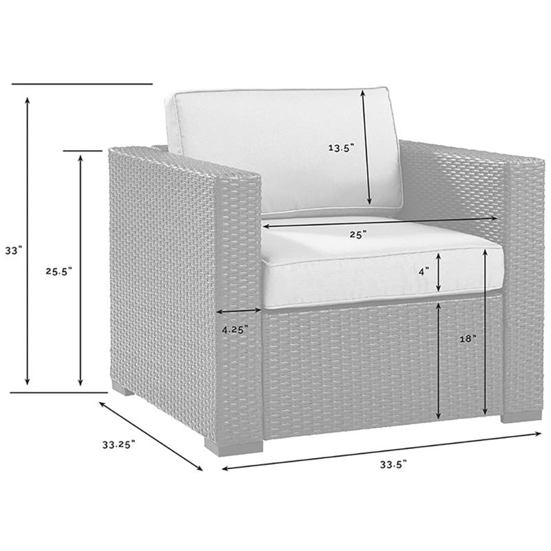 Pemberly Row Wicker / Rattan Patio Arm Chair in Brown and White