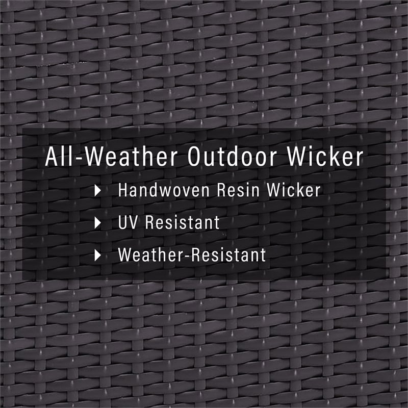 Pemberly Row Wicker / Rattan Patio Arm Chair in Brown and White