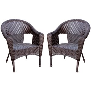 Pemberly Row Contemporary Resin Wicker Patio in Brown (Set of 2)