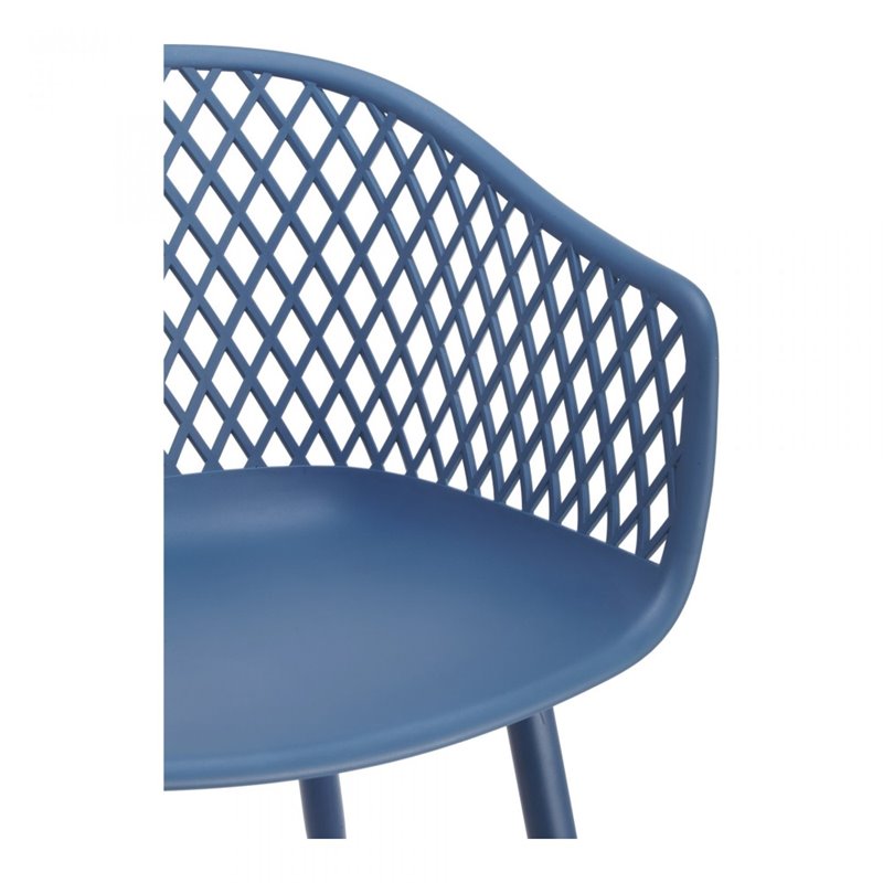 Pemberly Row Contemporary Plastic Outdoor Chairs in Blue (Set of 2)
