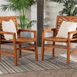 Pemberly Row Contemporary Outdoor Wood Patio Chairs in Brown (Set of 2)