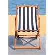 Pemberly Row Eucalyptus Wood Outdoor Sling Chair in Black/White (Set of 2)