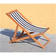 Pemberly Row Eucalyptus Wood Outdoor Sling Chair in Black/White (Set of 2)