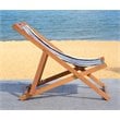 Pemberly Row Eucalyptus Wood Outdoor Sling Chair in Black/White (Set of 2)