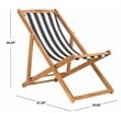 Pemberly Row Eucalyptus Wood Outdoor Sling Chair in Black/White (Set of 2)