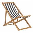 Pemberly Row Eucalyptus Wood Outdoor Sling Chair in Black/White (Set of 2)
