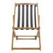 Pemberly Row Eucalyptus Wood Outdoor Sling Chair in Black/White (Set of 2)