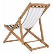 Pemberly Row Eucalyptus Wood Outdoor Sling Chair in Black/White (Set of 2)