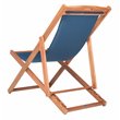 Pemberly Row Eucalyptus Wood/Polyester Sling Chair in Natural/Navy (Set of 2)