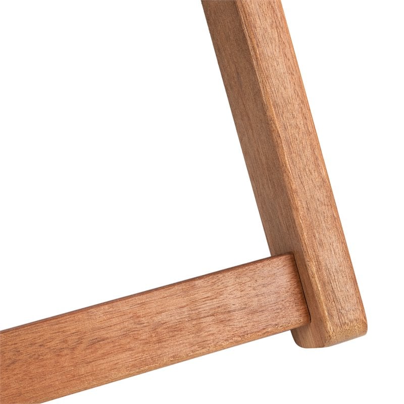 Pemberly Row Eucalyptus Wood/Polyester Sling Chair in Natural/Navy (Set of 2)