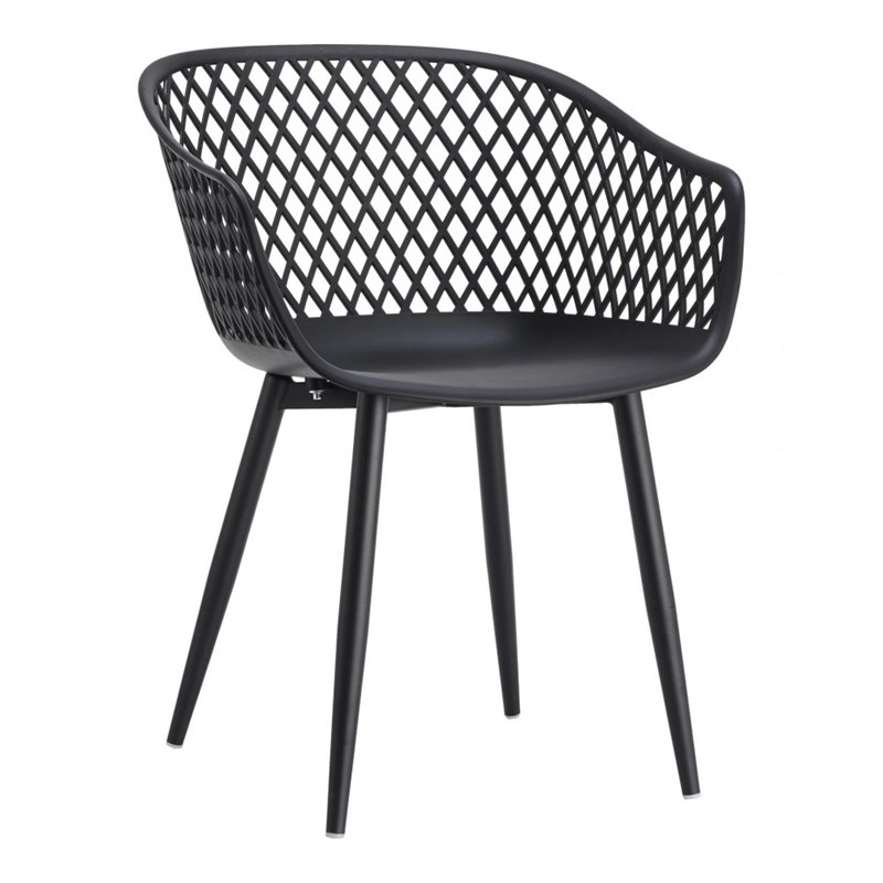 Pemberly Row Contemporary Plastic Outdoor Chairs in Black (Set of 2)