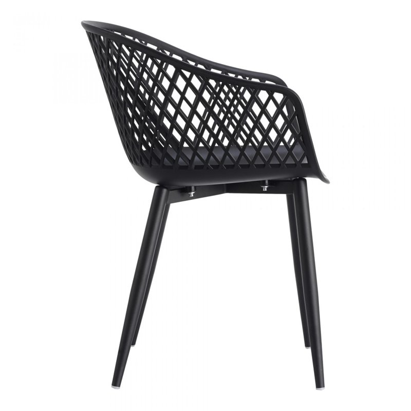 Pemberly Row Contemporary Plastic Outdoor Chairs in Black (Set of 2)
