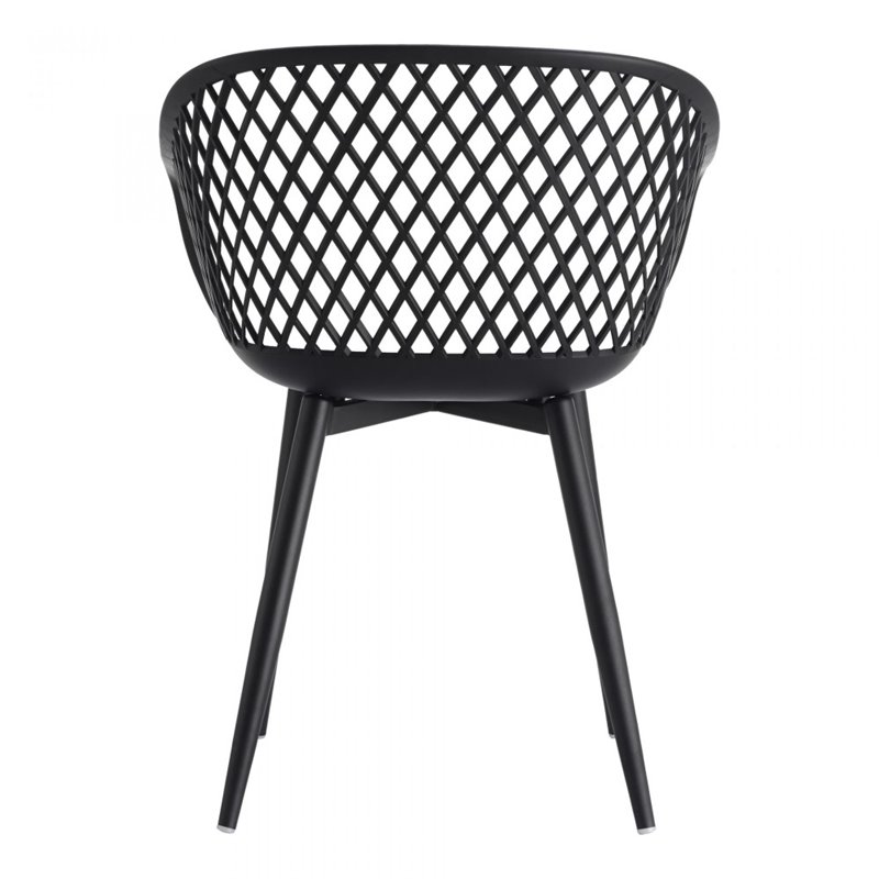 Pemberly Row Contemporary Plastic Outdoor Chairs in Black (Set of 2)