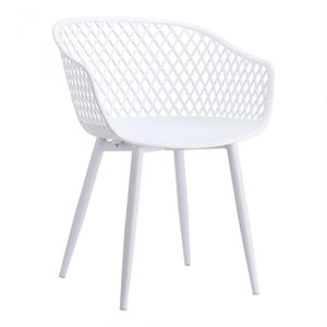 Pemberly Row Contemporary Plastic Outdoor Chairs in White (Set of 2)
