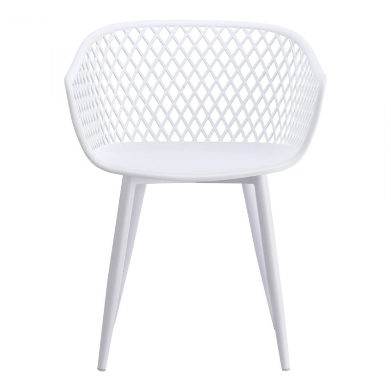 Pemberly Row Contemporary Plastic Outdoor Chairs in White (Set of 2)