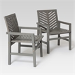 Pemberly Row Outdoor Wood Chevron Patio Chair in Gray Wash (Set of 2)
