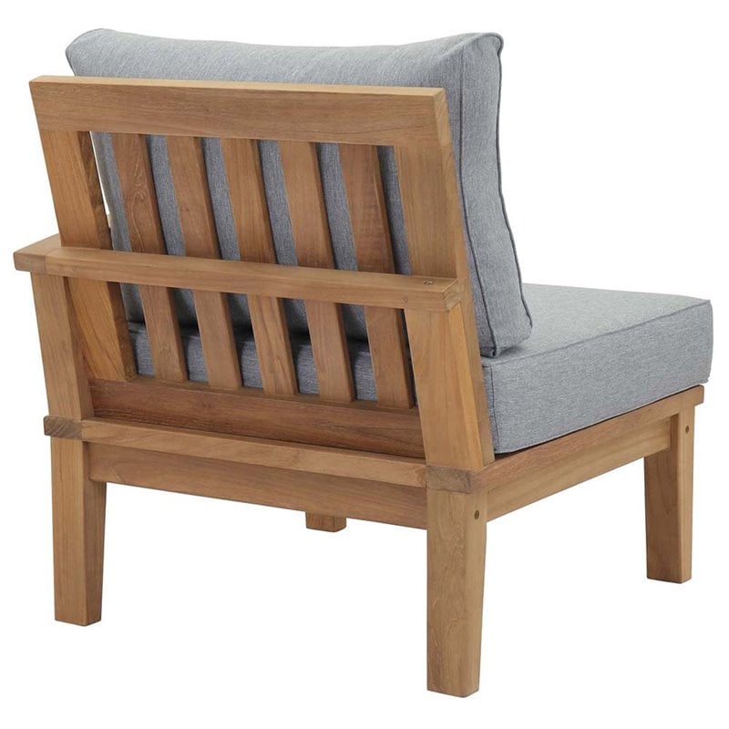 Pemberly Row Wood Outdoor Teak Right-Facing Chair in Natural/Gray