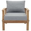 Pemberly Row Modern Wood Outdoor Teak Armchair in Natural/Gray