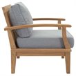 Pemberly Row Modern Wood Outdoor Teak Armchair in Natural/Gray