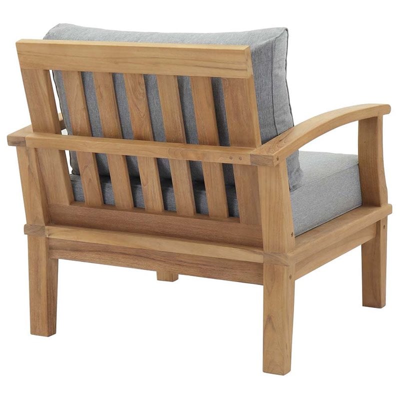 Pemberly Row Modern Wood Outdoor Teak Armchair in Natural/Gray