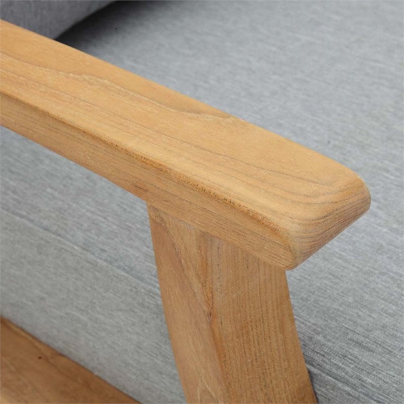 Pemberly Row Modern Wood Outdoor Teak Armchair in Natural/Gray