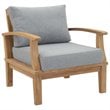 Pemberly Row Modern Wood Outdoor Teak Armchair in Natural/Gray
